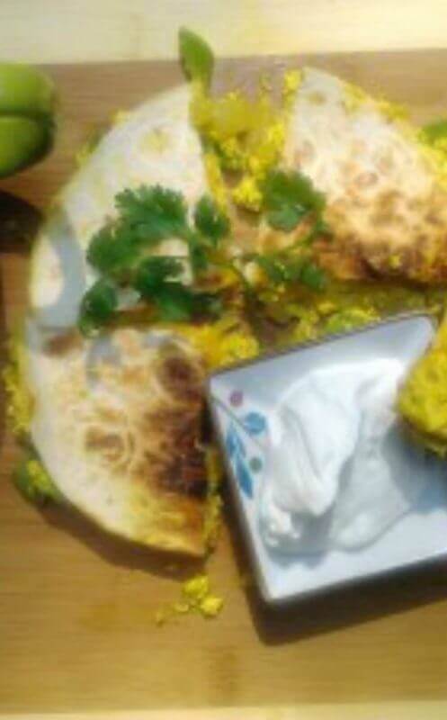 Curried Tofu Breakfast Quesadilla