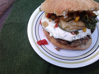 Cucumber Relish and Goat Cheese Burgers