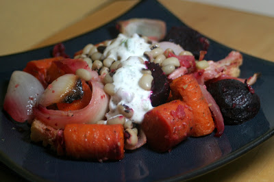 Bacony Beans and Roast Vegetables