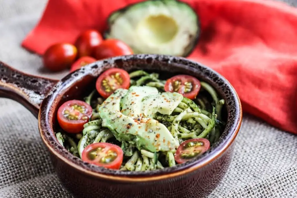 Zucchini Pasta with Pesto and Avocado