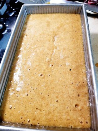 Honey Loaf Cake Batter in Pan